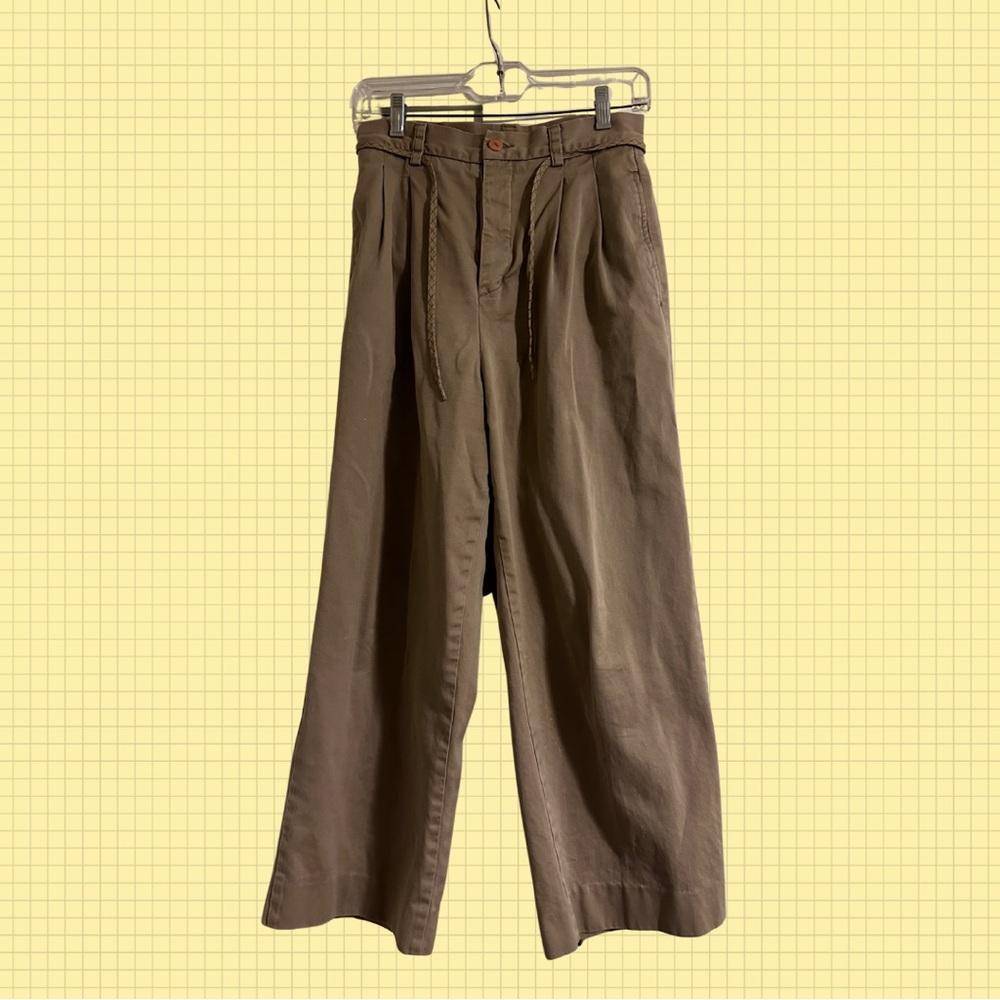 Eddie Bauer Khaki Button-Front Trousers